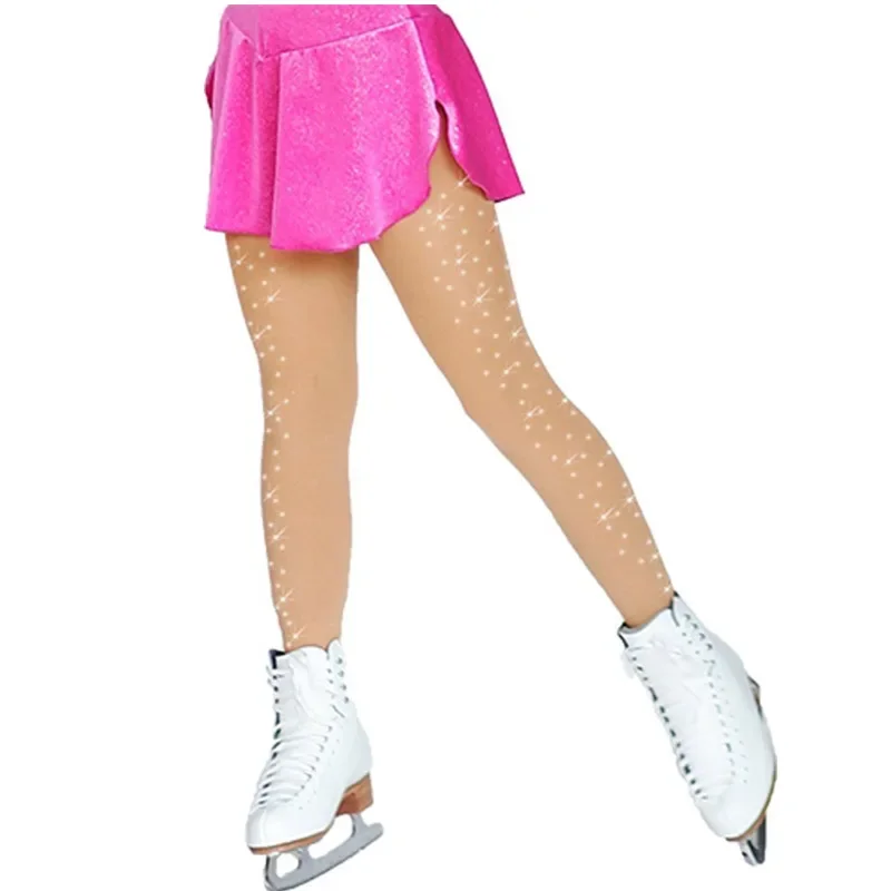 Rhinestone Figure Skating Pantyhose Adult Children Gymnastics Leotard Ice Skating Pants Socks Girls Tights Adult Fitness Legging figure skating tights skating tights