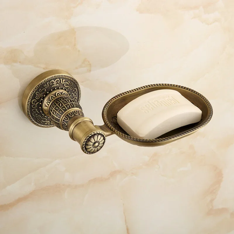 

Europe Antique Bathroom Soap Dish Solid Zinc Alloy Bronze Brush Finished Soap Holder Wall Mounted Bathroom Soap Basket Femme L
