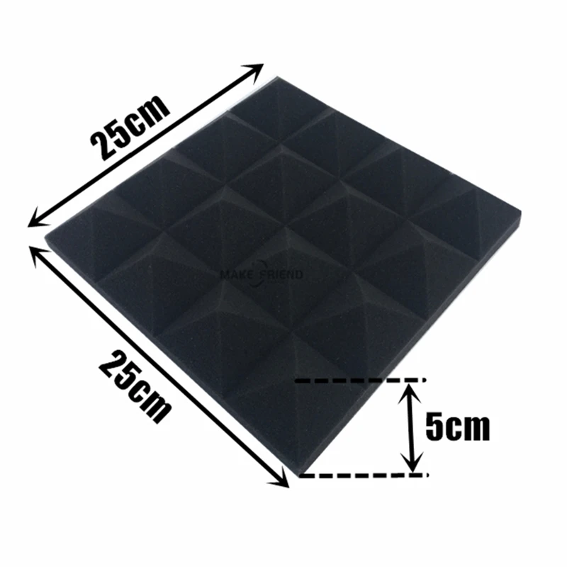 12/24Pcs 250x250x50mm 스튜디오 어쿠스틱 방음 폼 피라미드 사운드 흡수 처리 패널 타일 보호 스폰지 7 색