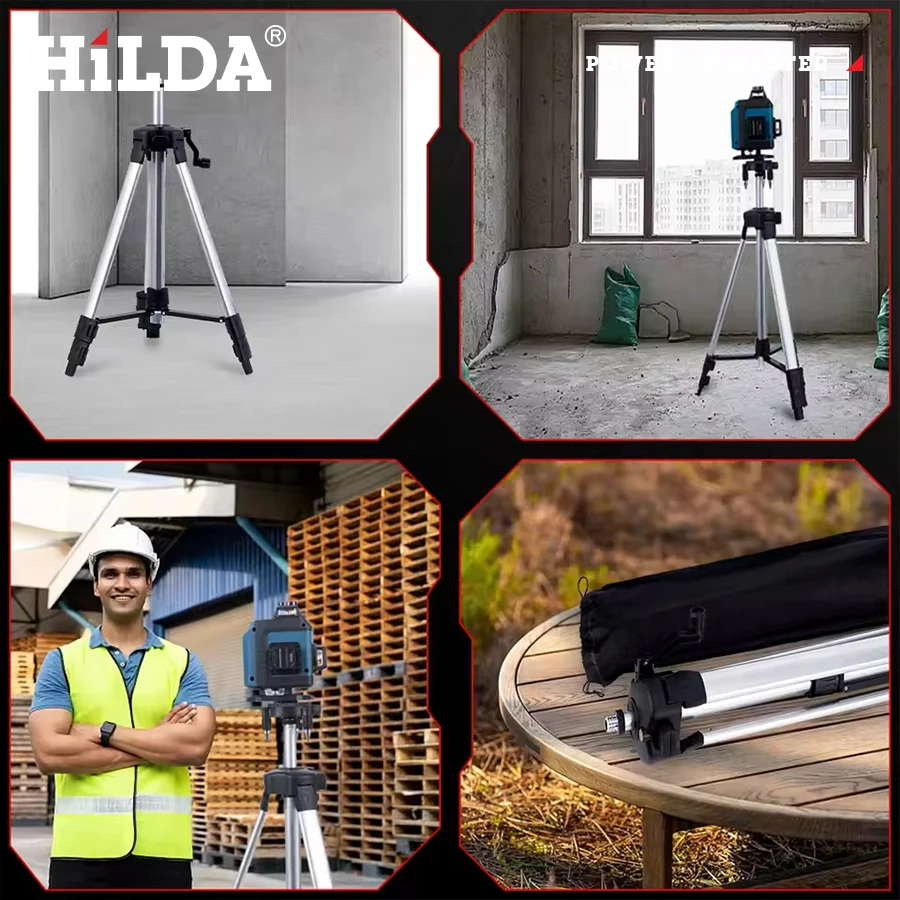 Hilda 1.2M Laser Level Stand Tripod Professional Suitable for Laser Level Aluminum with 5/8 Adjustable