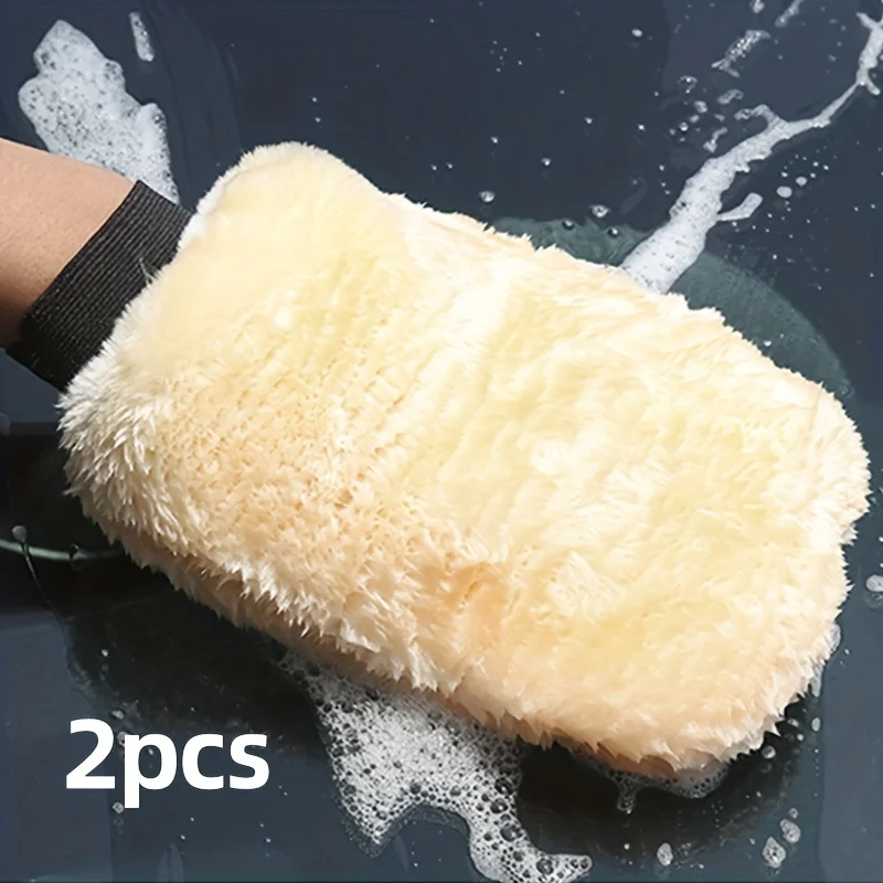 Waxing and Polishing Gloves Double Sided Thickened Car Wash Gloves Cleaning Utensils 2pcs car cleaning gloves