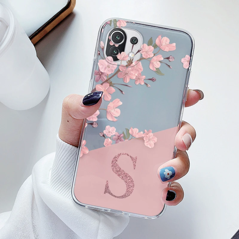Floral Alphabet Clear Soft Silicone Case – Elegant TPU Cover