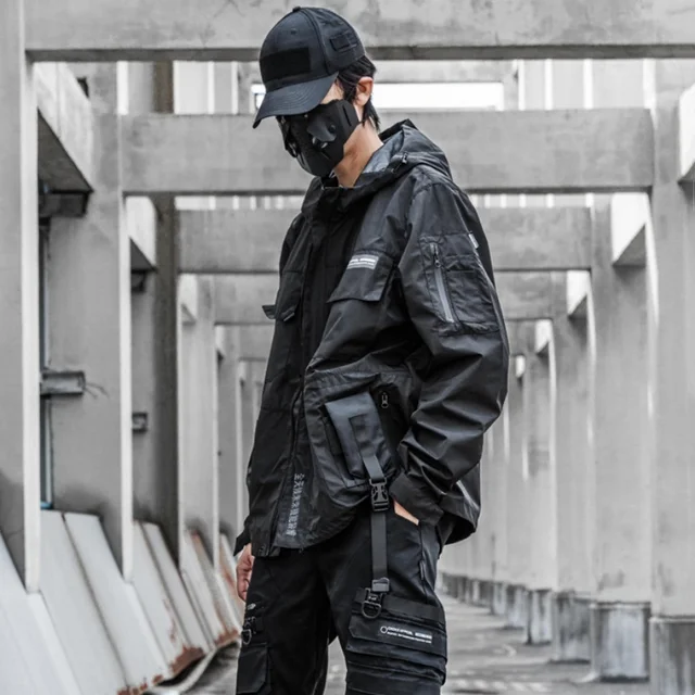 Reflective Patch Multi Pocket Hooded Jacket 5