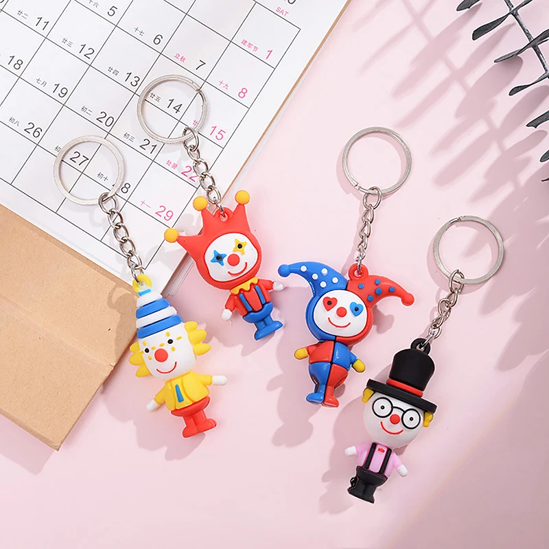 

Cartoon Cute Clown Keychains Women Girls Charm Bags Funny key chain Car New Key ring kid festival Gift party souvenirs