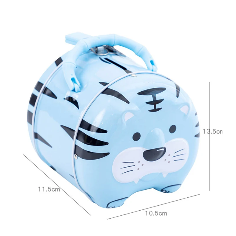 Creative Tiger Piggy Bank Kids Room Decoration Anti-fall Vinyl Piggy Bank Birthday Gift Saving Box Lockable Money Safe