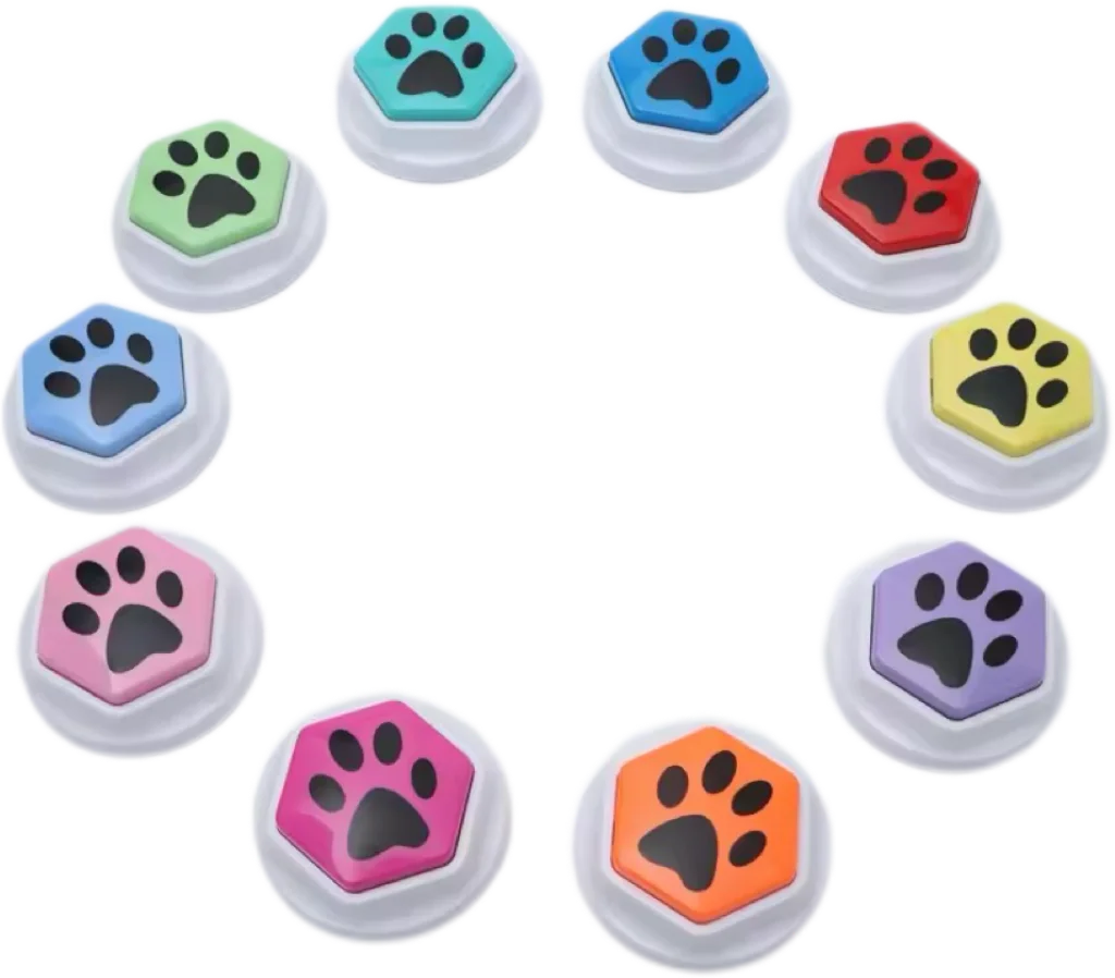 Dog Squeak Toys With Paw Print Hexagonal Recordable Talking Sound Button Dog Toy Interactive Voice Buttons For Communication Dog 6
