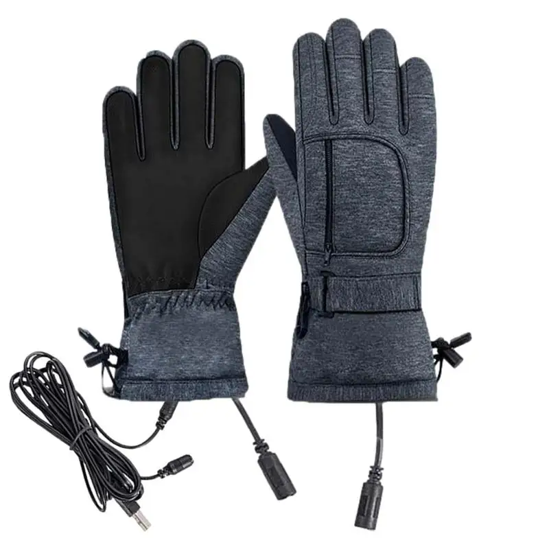 

USB Heated Gloves Outdoor Cycling And Skiing Electric Heated Gloves Five-finger Touchable Screen Protection Windproof Gloves