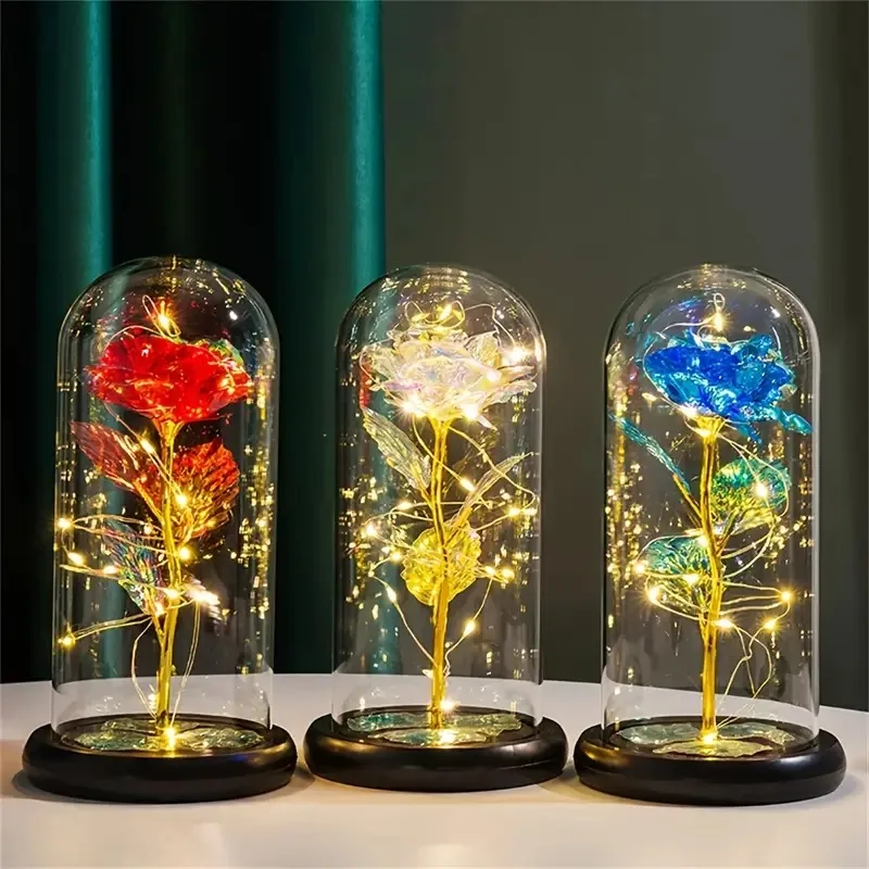 LED Simulation Rose Eternal Flower Light Beautiful Realistic Looking Night Light Party Supplies Mother's Day Valentine's Day