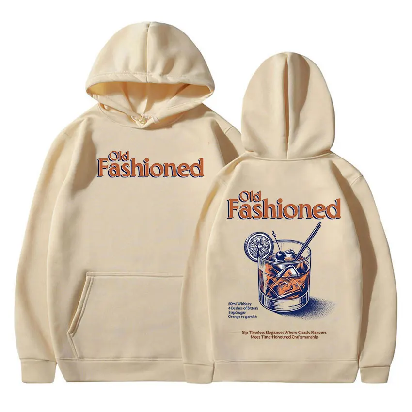 

Vintage OLD FASHIONED Cocktail Print Hoodie Men Women Harajuku Long Sleeve Fashion Sweatshirt Casual Pullover Oversized Hoodies