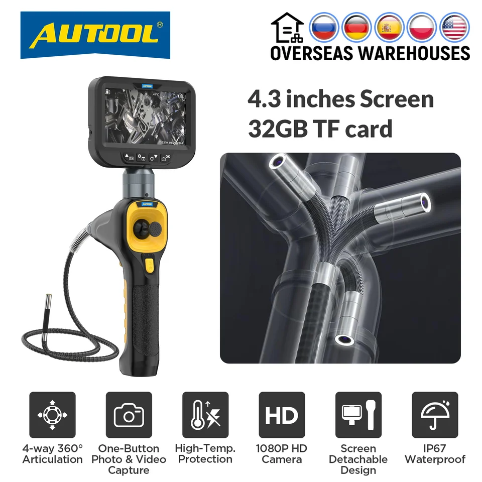 ENDOSCOPIO 2/5/10M 4.3& Con Batteria Ispezione Industriale Telecamera Impermeabile 1080P EUR 74 - Foto 12