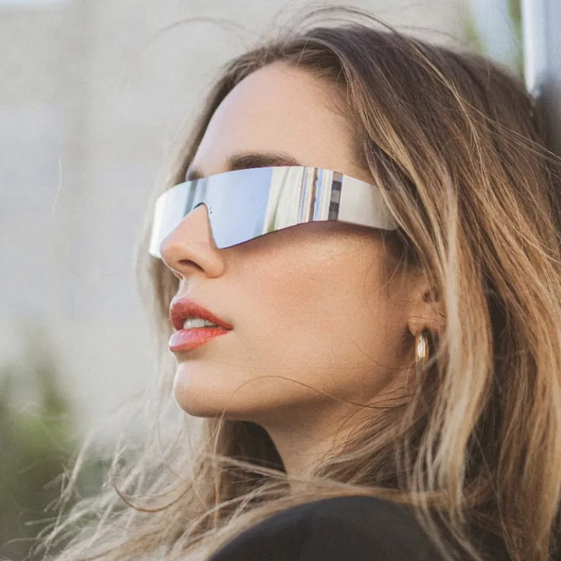 KAMMPT One-pieces Sunglasses Men Women Fashion Rimless Punk Multicolor Male Shades Eyewear New Trendy Female UV400 Sun Glasses