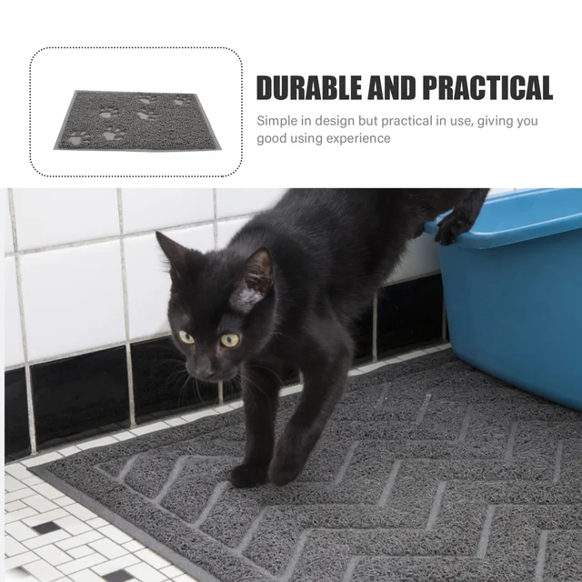 2Pcs Litter Box Mat Cat Mat PVC Non-Slip Pet Litter Pad Easy Wash Functional Design for Home Cat Owners Convenient Use 3