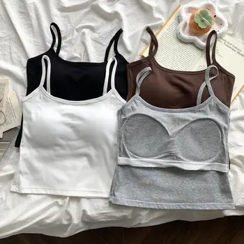 Camicetta da donna alla moda con spalline sottili e imbottitura sul petto per attività all'aperto
