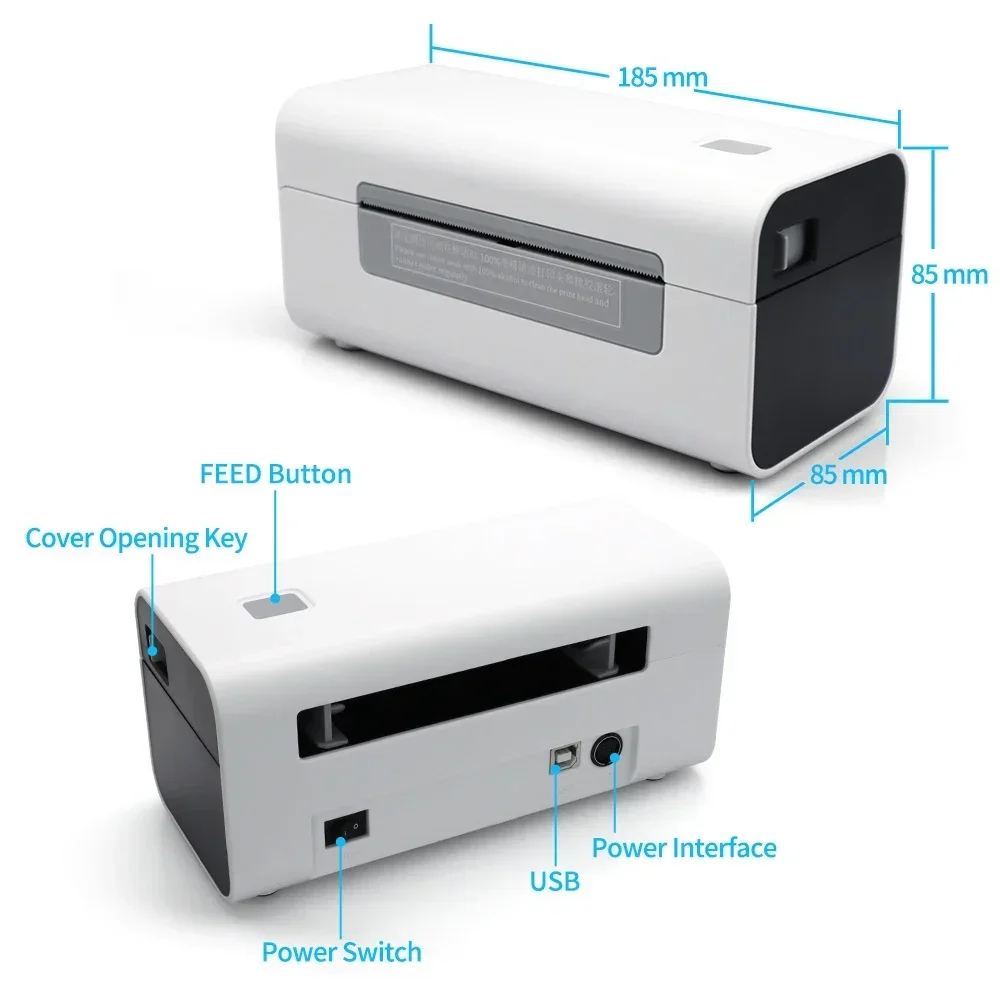 GlowMart 100MM Mini Portable Wireless Label Sticker Thermal Printer Waybill Label Thermal Printer Mini Impresora Portatil