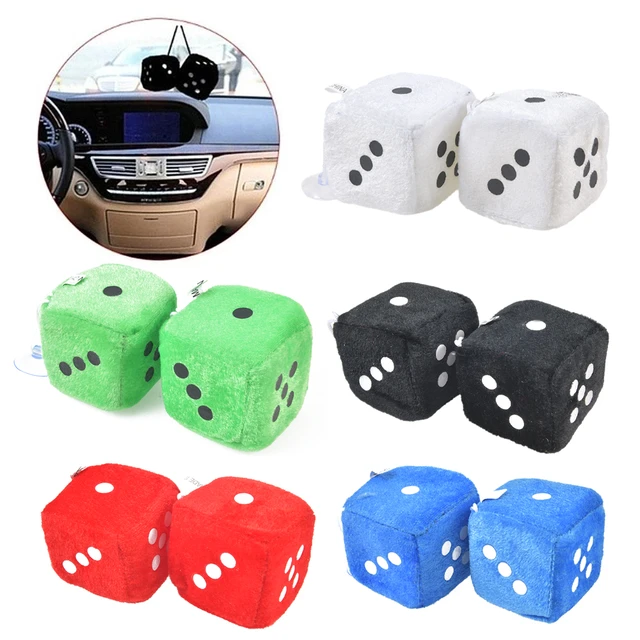 2PCS Car-Styling Fuzzy Dice Dots Rear View Mirror Hangers Car