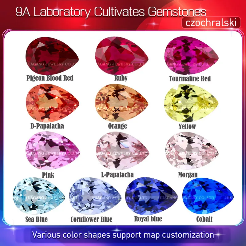 Pear Cultivate gemstones Multiple Colors Sapphire briolette Laboratory grown by Czochralski Loose Gemstones For Jewelry Making