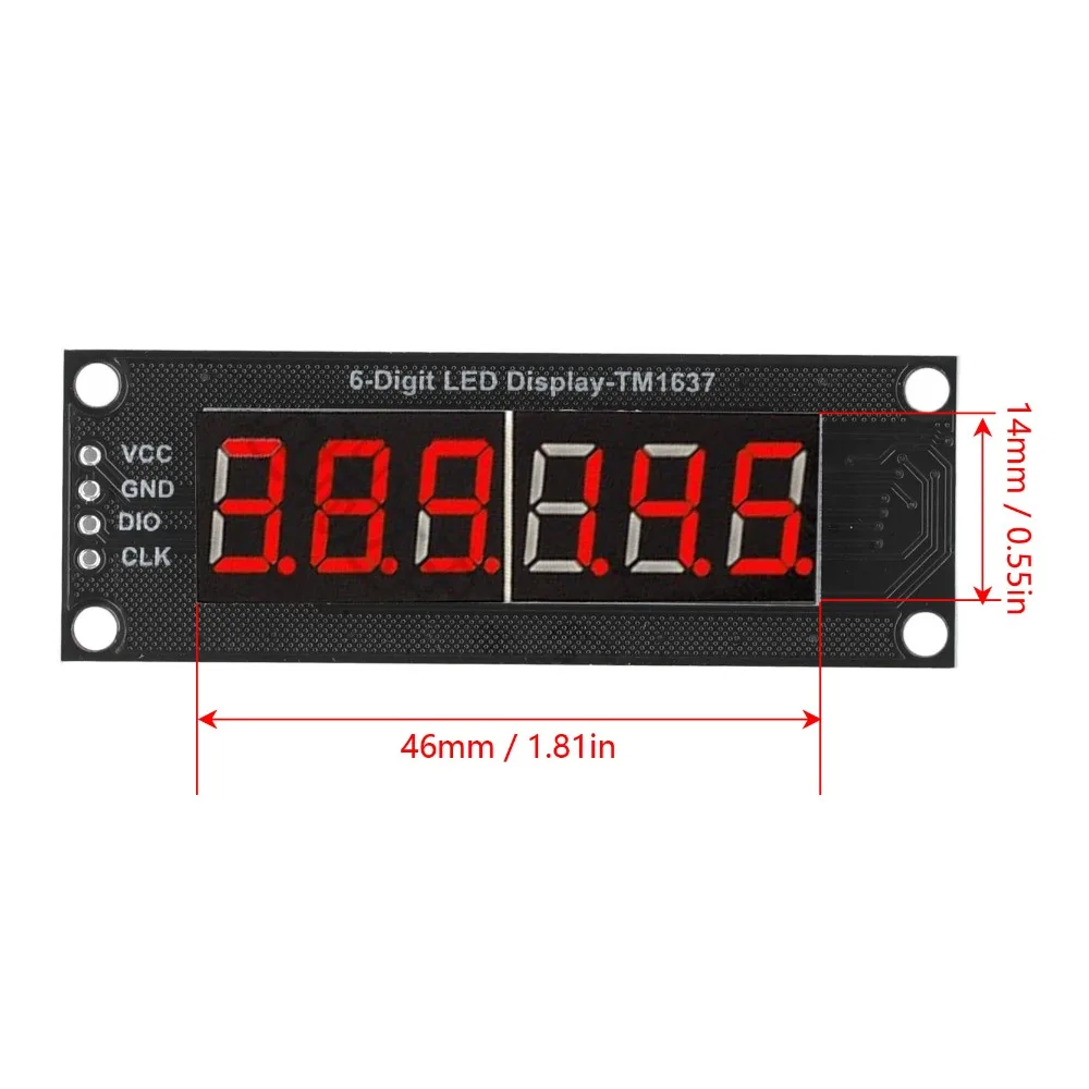 TM1637 드라이버 IC 6자리 7세그먼트 디스플레이 모듈 0.36인치 레드 LED 디지털 튜브 5V 플러그 앤 플레이 디지털 광전자 모듈