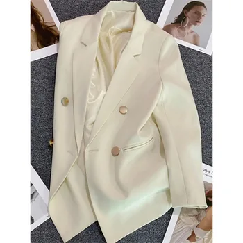 Blazer da donna Cappotto elegante 2025 Primavera Autunno Moda Blazer coreano Giacca doppiopetto di lusso Top da donna solidi 1