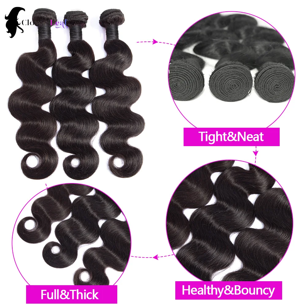 24inch Body Wave Human Hair Bundles 100% Brazilian Raw Human Hair 1/3/4 Bundles for Women 10A Thick Bundles 3 Days Delivery 3