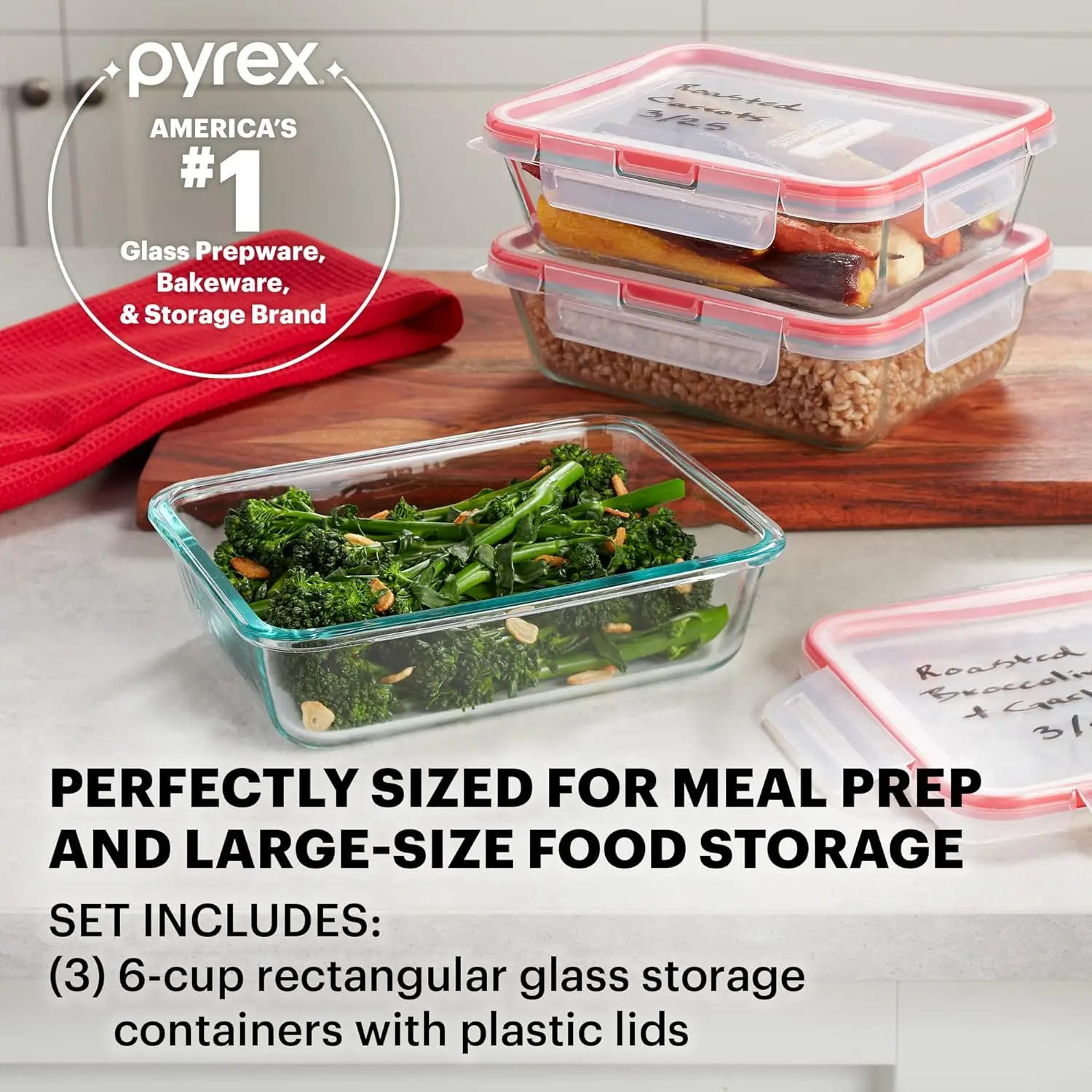 Pyrex Freshlock 14-Piece Mixed Size Glass Food Storage Meal Prep