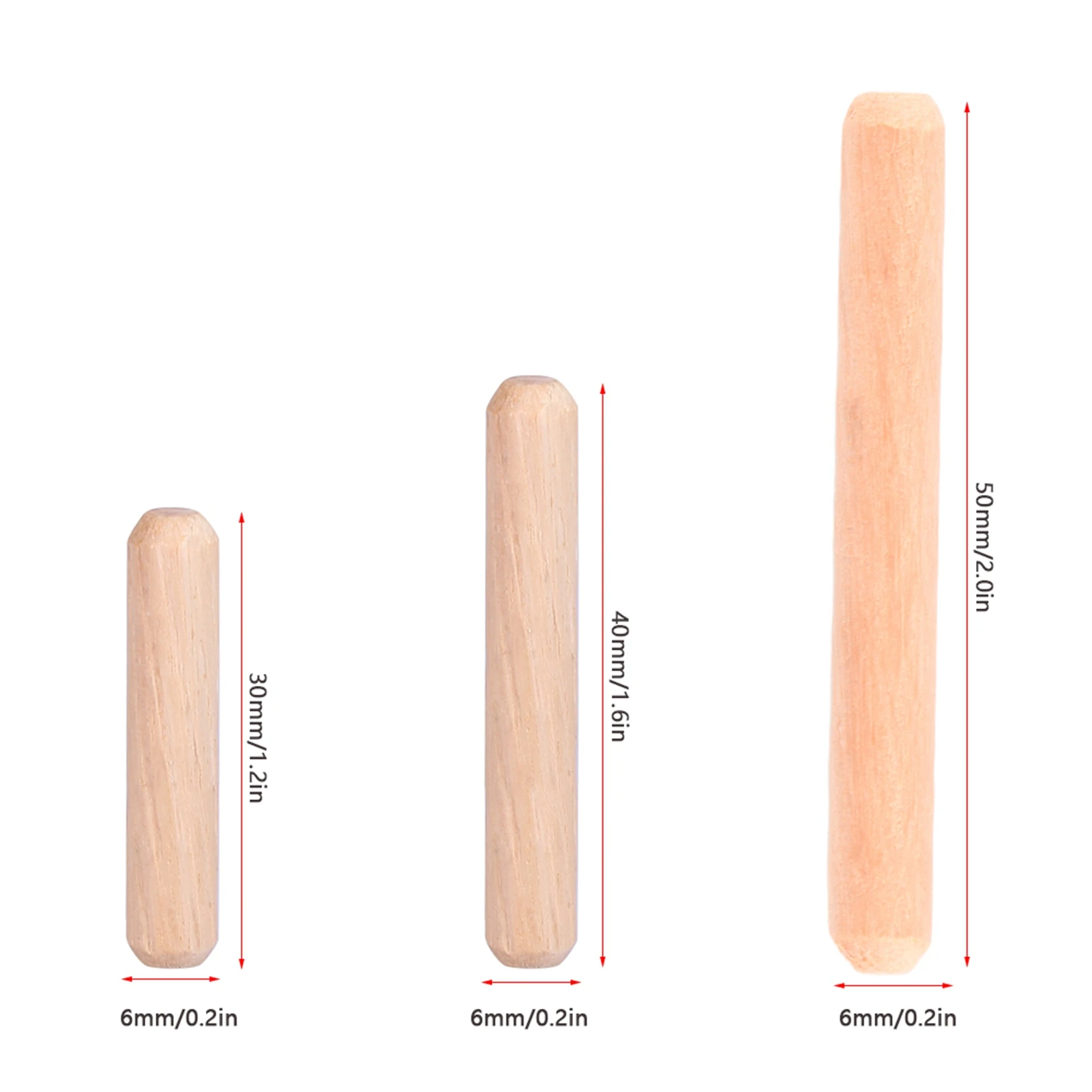 50pcs Cabinet Drawer Round Fluted Wooden Craft Dowel Pins Rods M6*30/40/50mm M6 Wood Dowel Pins For furniture Wooden Cylindrical Locating Dowel Pin Wooden Dowel Pins
