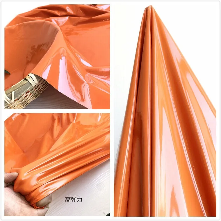 Pu Patent Leather Fabric Vinyl Faux Wet Look Glossy Leather Fabric Waterproof DIY Patches Stage Cosplay Decor Bag Stage Dress