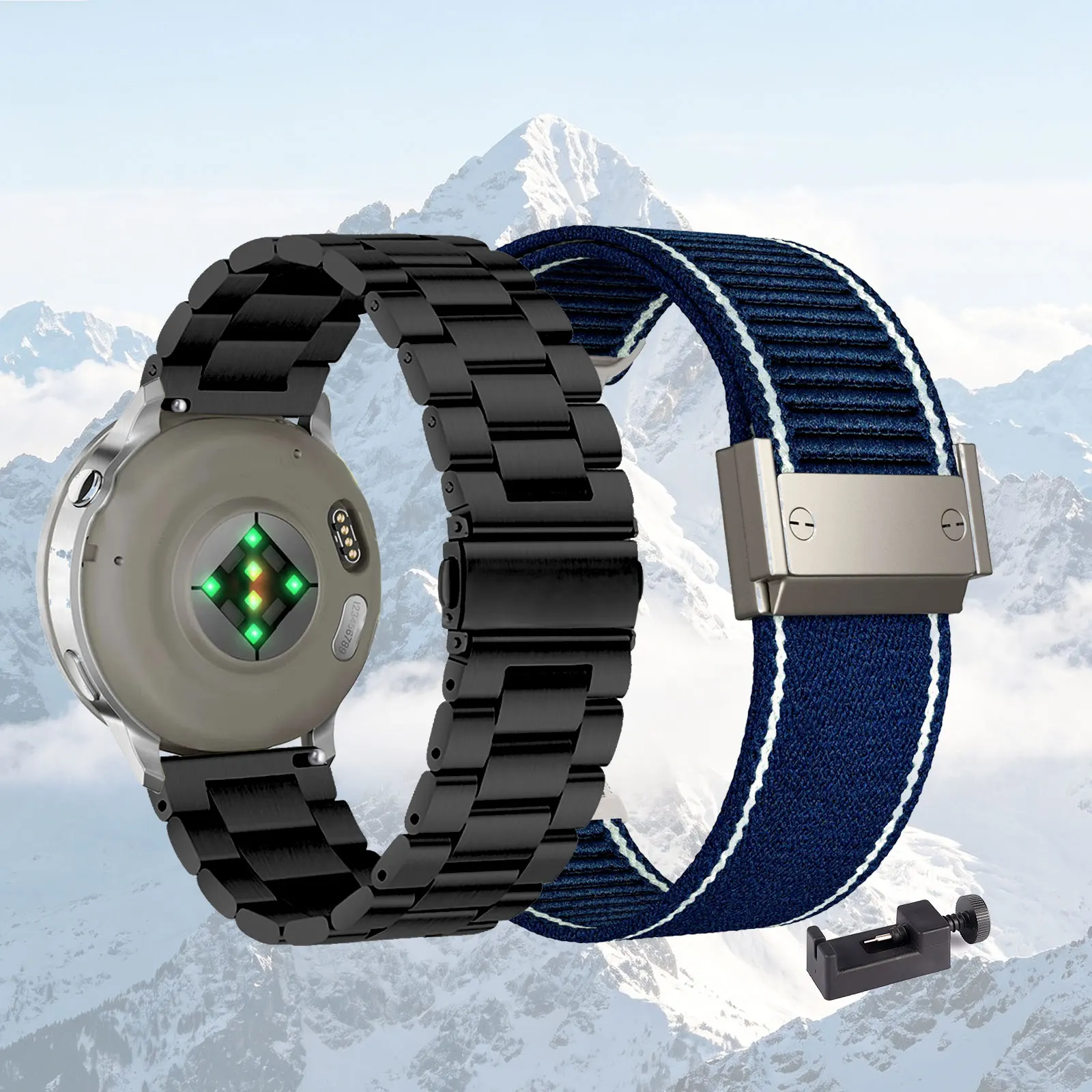 Dual-Styled Strap Set: Premium Metal and Nylon Bands