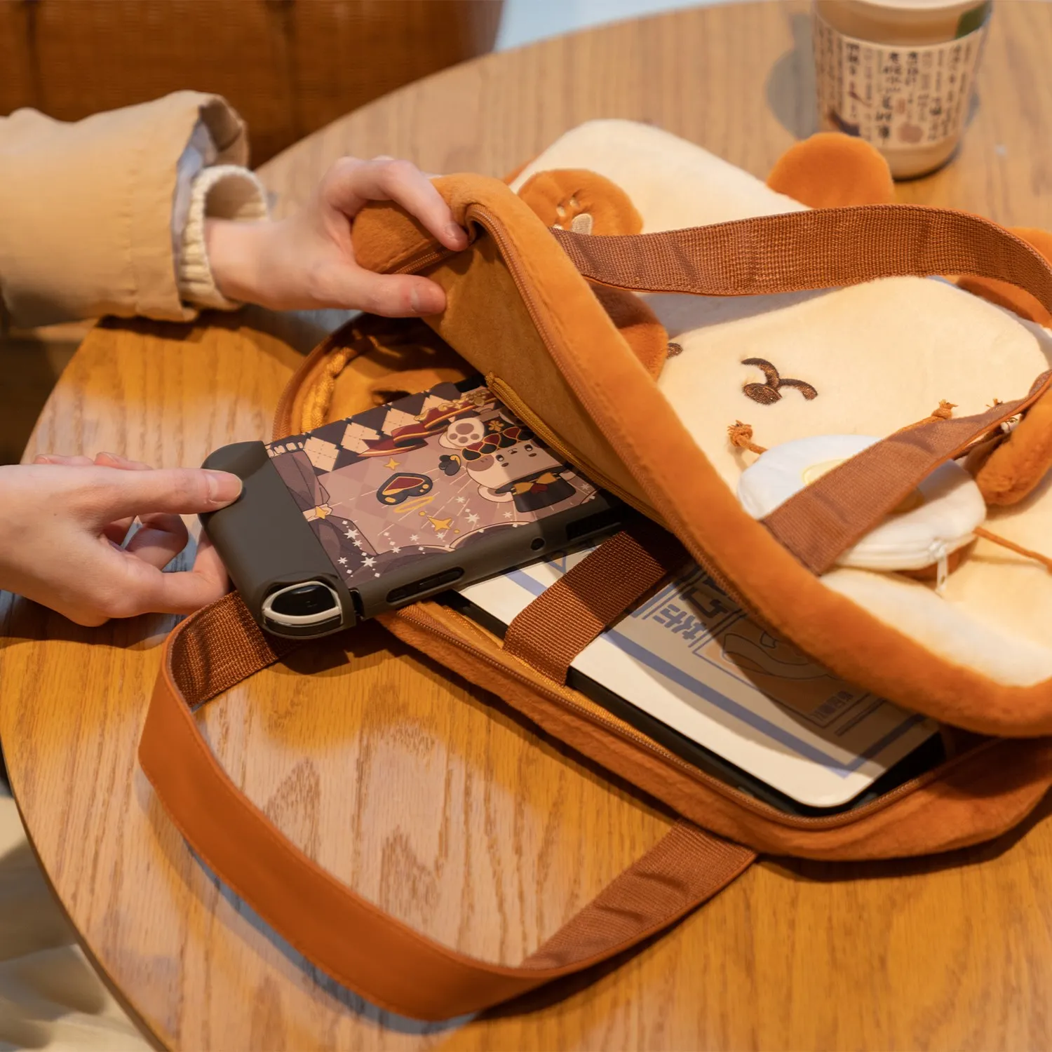 GeekShare Women\'s School Messenger Bags Kawaii Dog Toast Plush Shoulder Bag Female Handbags Fashion Brown Large Capacity Bags