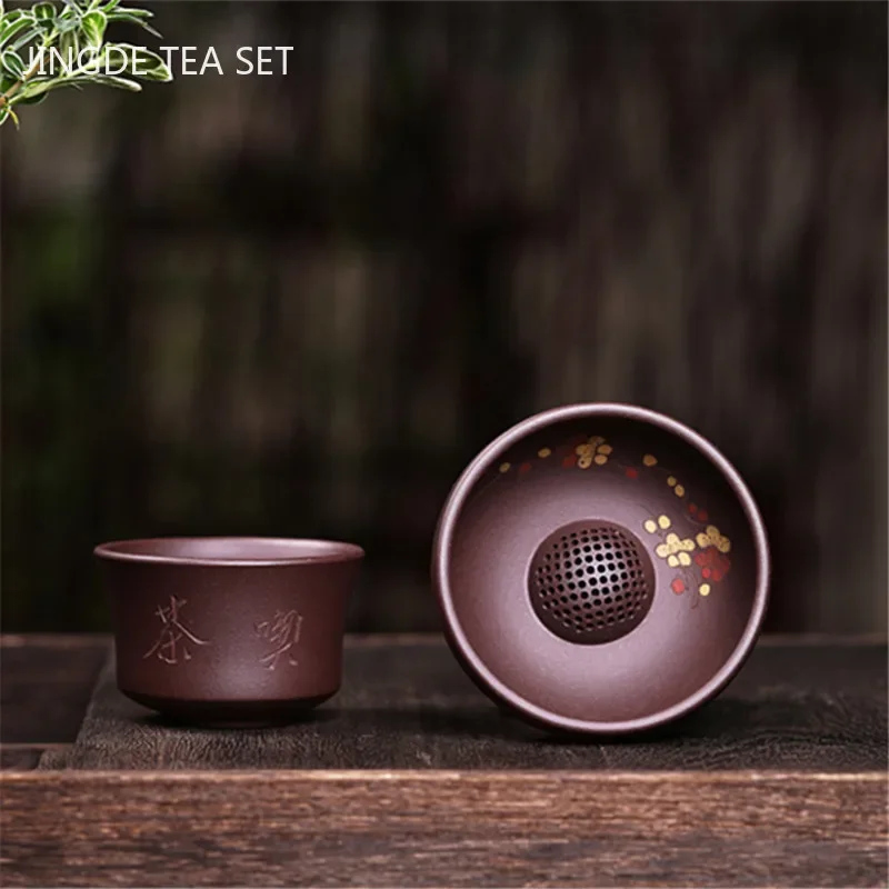 Yixing Purple Clay Leak Original Ore Purple Mud Filter Fine Tea Leak  Handmade Tea Strainer Chinese Tea Set Accessories
