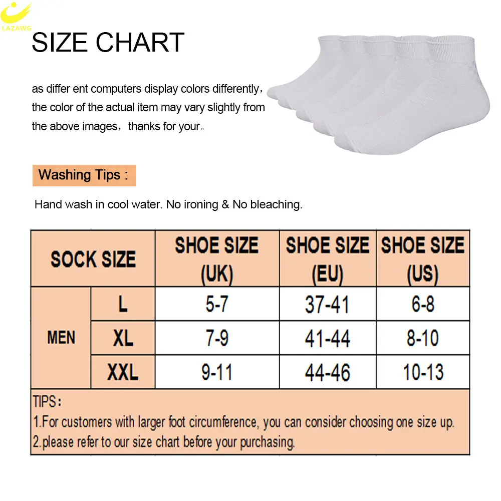LAZAWG 5Pairs/Set Men's Cotton Socks Low Tube High Quality Casual Breathable Warm Sports Running Crew Socks for Men Soft Sock