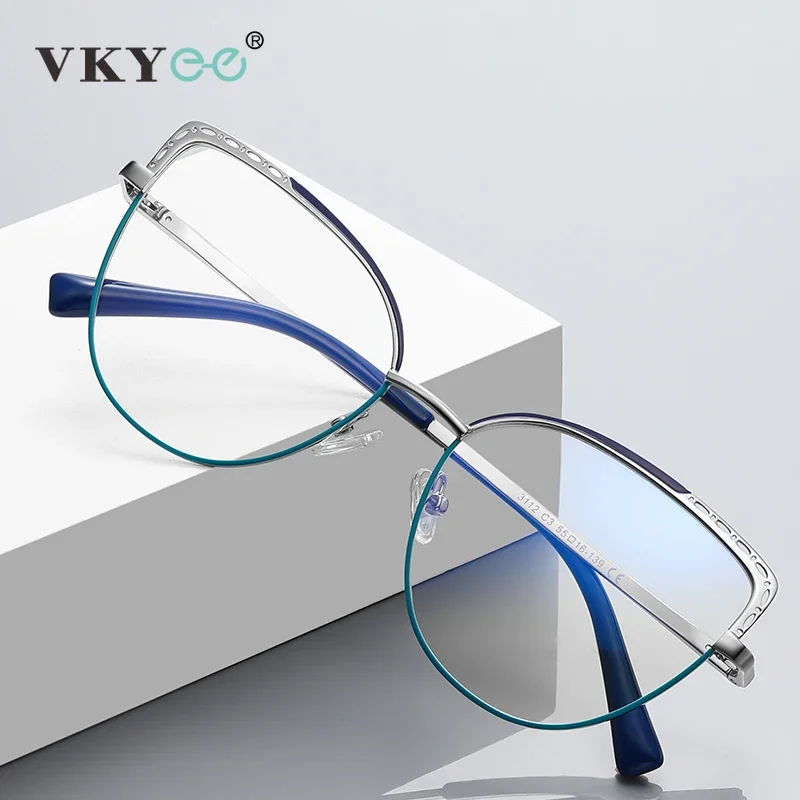 

VICKY Metal Fashion Cat's Eye Design Large Frame Women's Anti-Blue Light Reading Glasses, Customizable Prescription Glasses