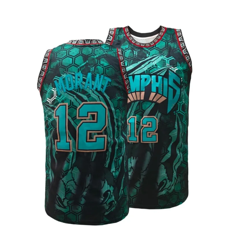 Mens#12 Green Sports Basketball Jersey, Breathable Sleeveless - Main Image