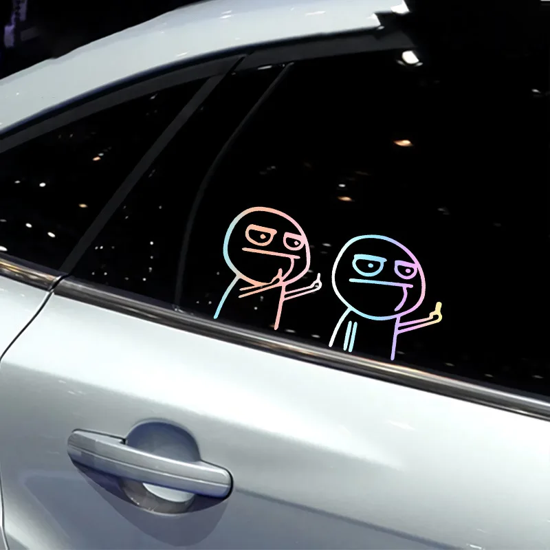 

Cartoon Funny Middle Finger Car Stickers - Reflective Vinyl Decals for Car, Bicycle, or Moto