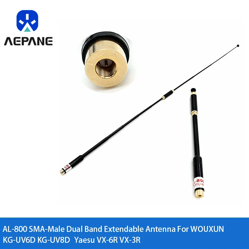 

AL-800 SMA-Male Dual Band UHF VHF Extendable Antenna For WOUXUN KG-UV6D KG-UV8D