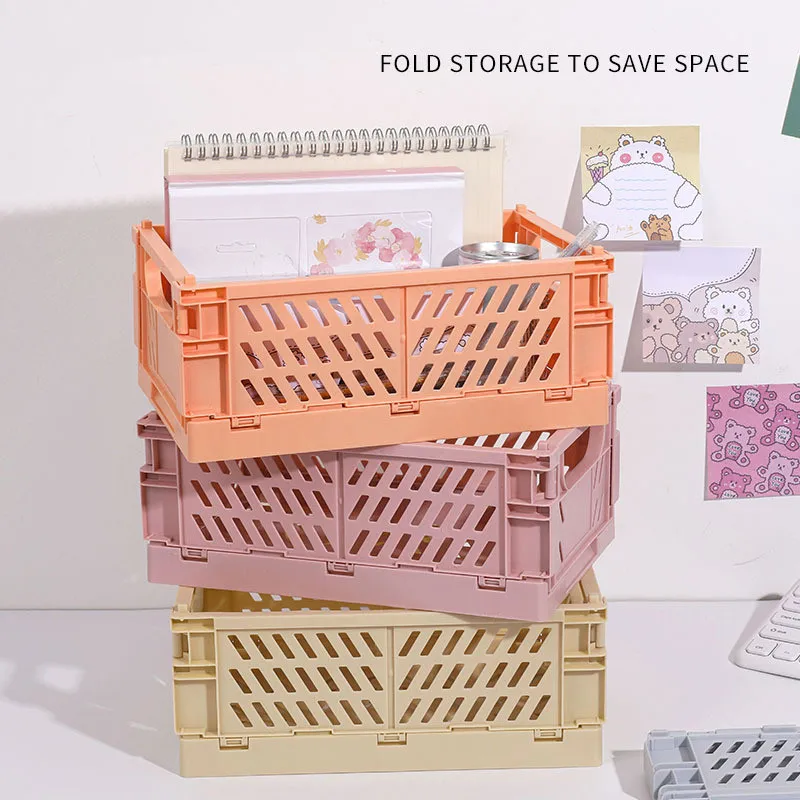 

Stationery Holder Organizing Storage Basket Case Organizer Plastic Foldable Container Storage Box Folding Student Desktop Office