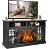 Electric Fireplace TV Stand, TV Console for TVs with 18 Inch Fireplace up to 55 Inch with 2 Open Shelves and Cabinets w/Doors 1