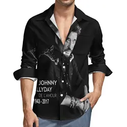 Johnny Hallyday Shirt Autumn Johnny Hallyday Limitied Edition Casual Shirts Mens Retro Blouses Long Sleeve Streetwear Clothing