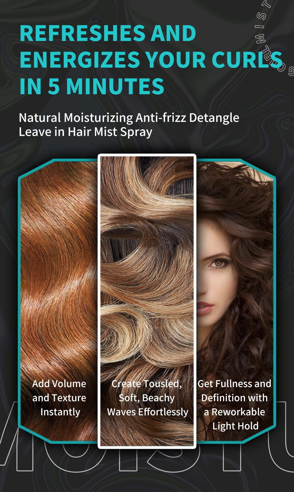 Description Picture 4 of itemCurly Hair Care Styling Products Hair Moisturizing Spray Agent Natural Curl Boost Hair Bounce Styling Enhancing Hair Care Rizos