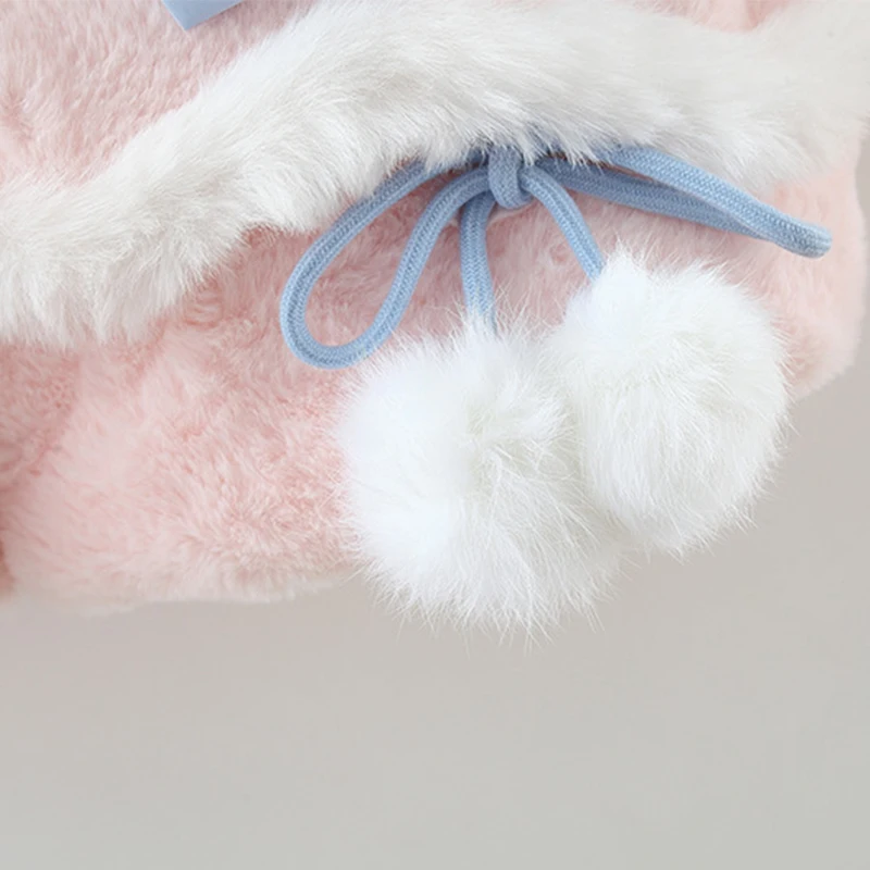 (1-4 Years Old) Cartoon Rabbit Ear Hat Baby Girl Long Sleeved Coat, Winter New Thick And Warm Children'S Clothing