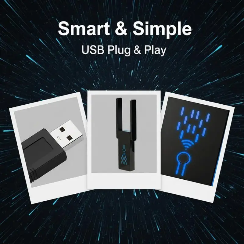 Двухдіапазонний бездротовий мережевий адаптер 5G USB 3.0, 1300 Мбіт/с, не потребує драйверів, простий у використанні для офісних ПК, настільних комп’ютерів, потокового передавання, гарна якість