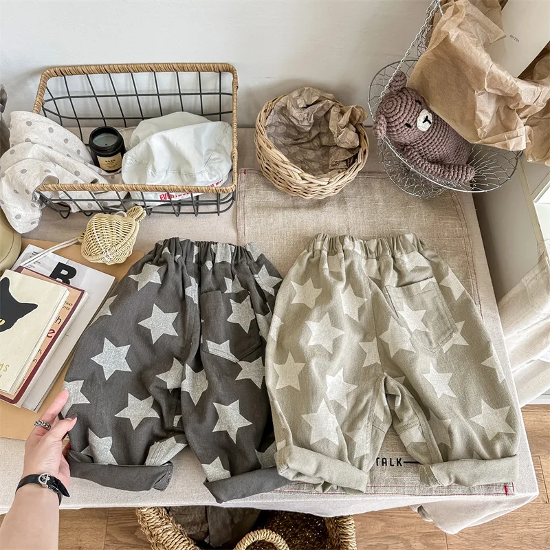 Spring New Children's Clothes Cotton Star Print Harem Pants Boys And Girls Casual Trousers