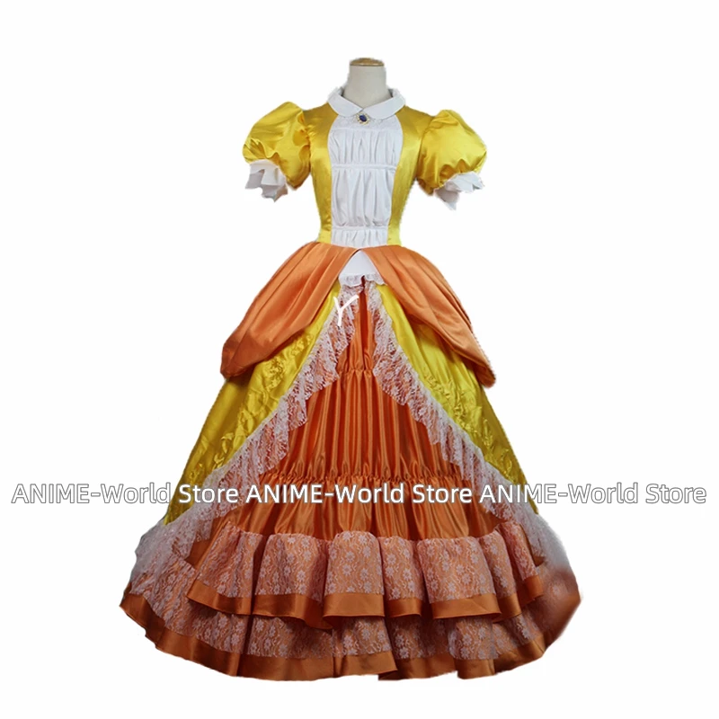 

Top Quality Princess Daisy Peach Sister Dress Cosplay Costume For Adult Women Halloween Costume Dress Custom Made