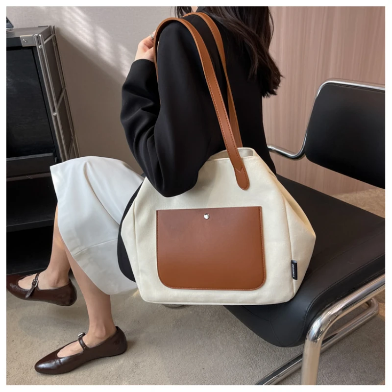 Advanced Canvas Bags Women High Capacity 2023 New Shoulder Bags for Summer College Students Commuting to School Tote Bags
