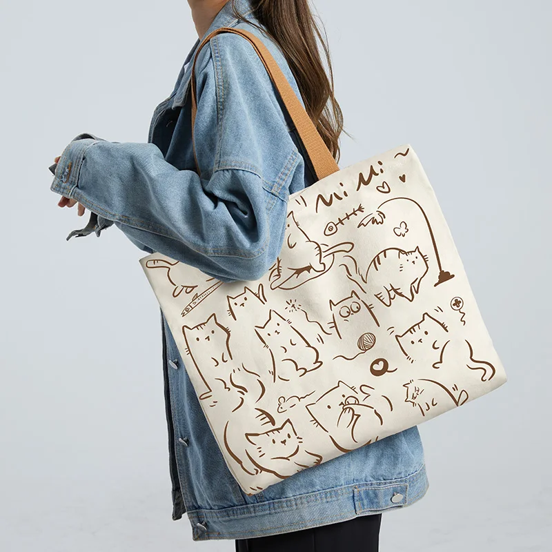 

Canvas bag women's literary shoulder bag commuting large capacity student shoulder bag handbag 2023 new bag crossbody