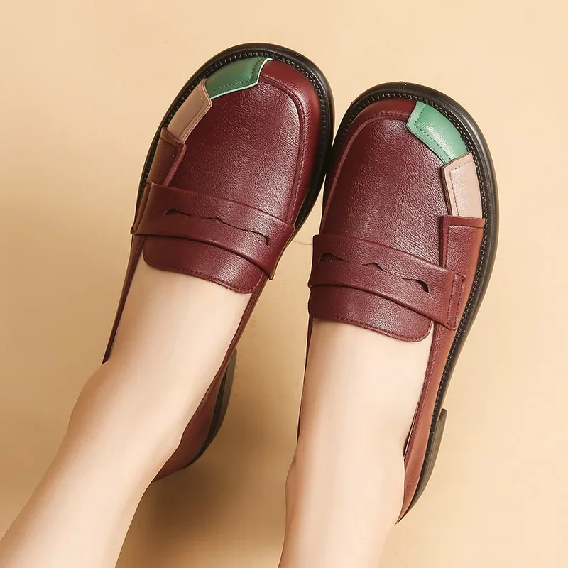 

2023 Women's Flat Shoes Autumn Retro Comfortable Casual Shoes Women's Printed Loafers Elderly Non-slip Flat Shoes Spring/Autumn