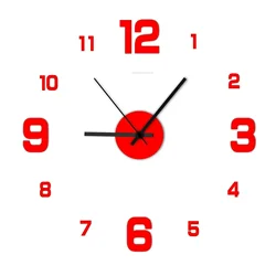 Digital Wall Clock with Large Acrylic Mirror Sticker for Living Room and Bedroom Decor (Red (40cm))
