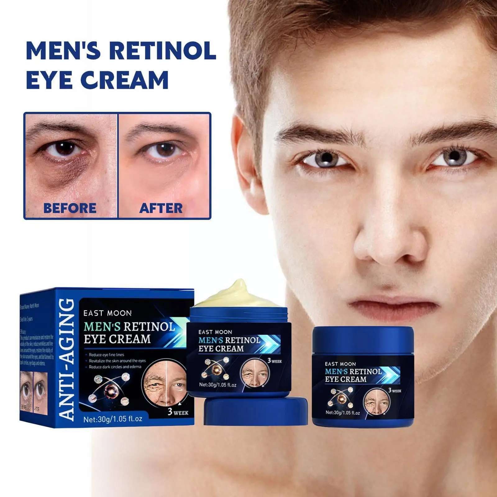 Men's Eye Cream Dark Circles Eye Bags Remover Under Reduce Line Anti