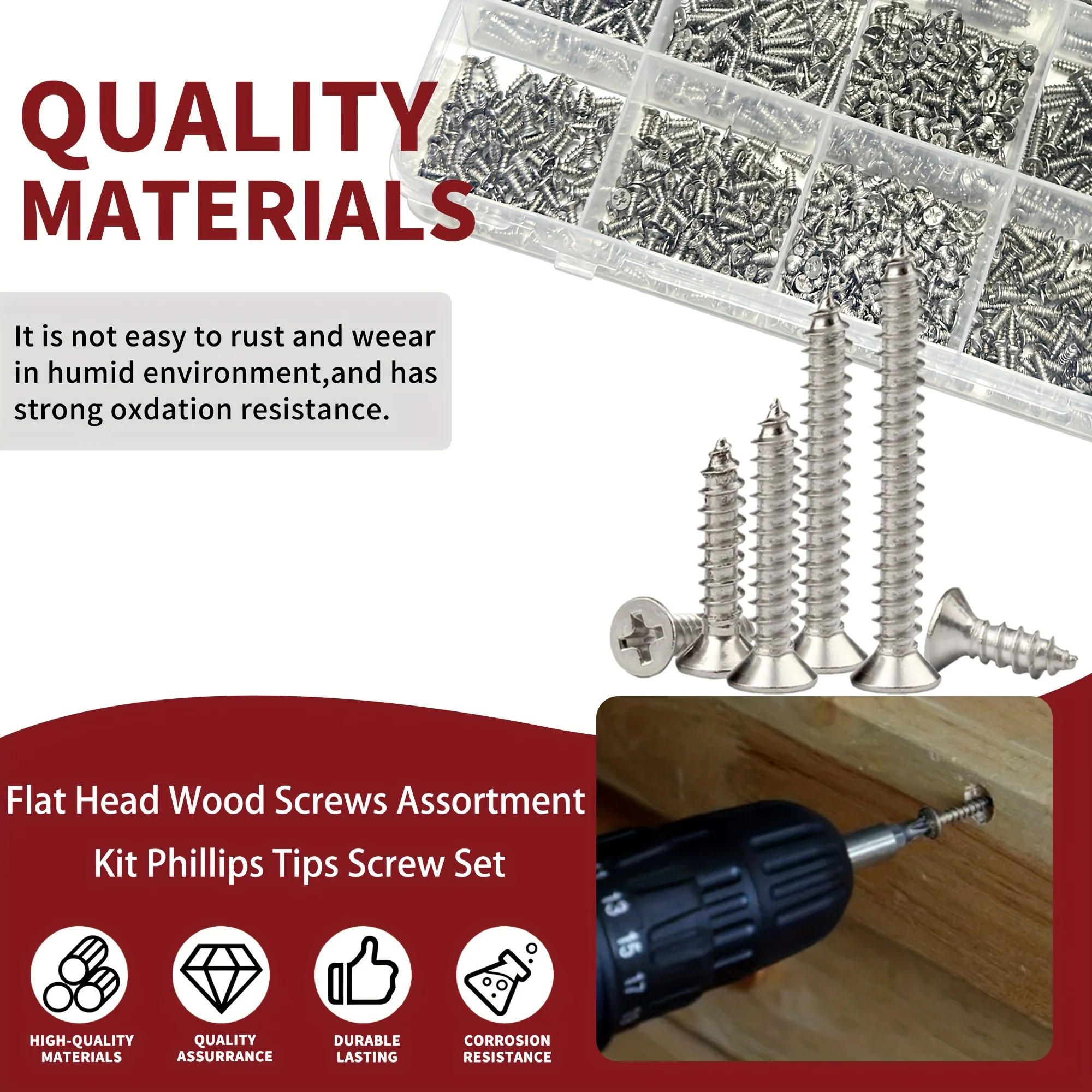 Self Tapping Screw Assortment Kit 1070pcs Self Tapping Screw Assortment Kit M2 Wood Thread Nail Screw Sets Tapping Assortment Kit Lock Nut Wood Thread Nail
