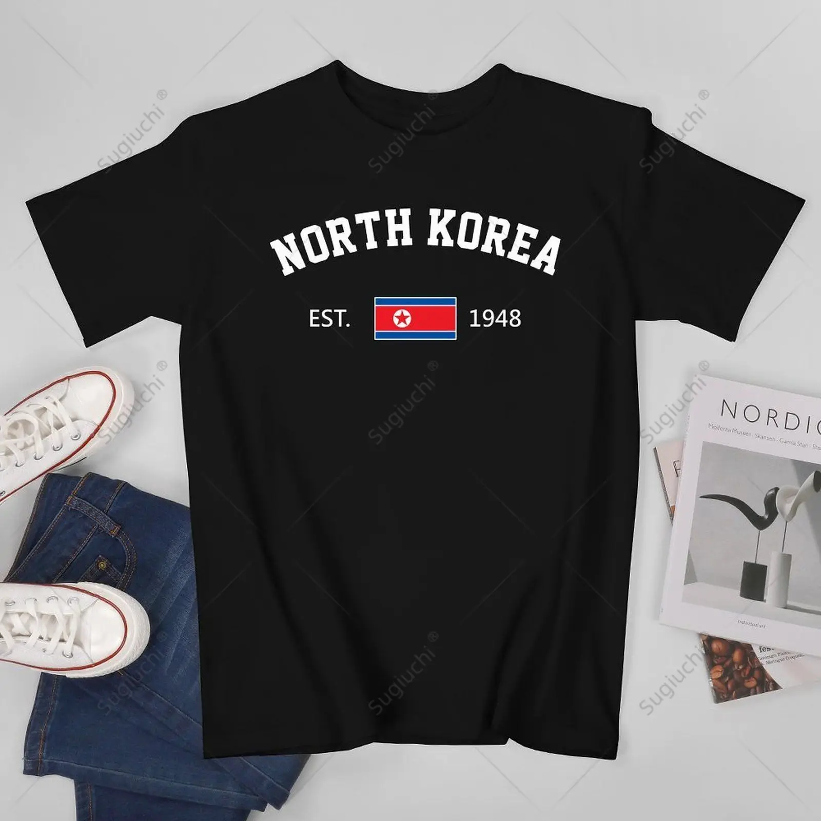 

Unisex Men North Korea EST.1948 Independence Day Tshirt Tees T Shirts Women Boys 100% Cotton T-Shirt