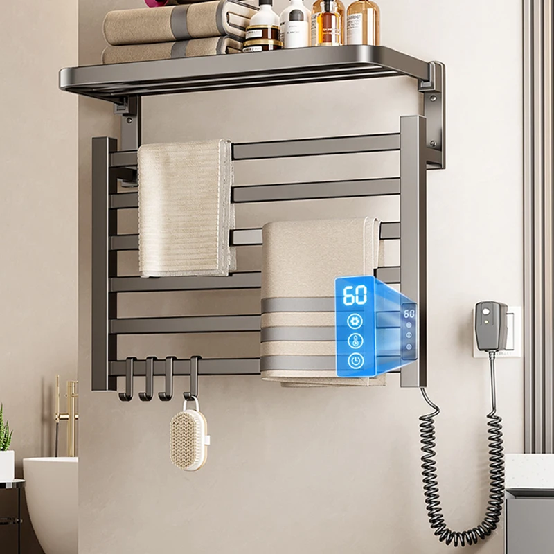 ไฟฟ้าอุ่นราวแขวนผ้าเช็ดตัวผนังห้องน้ําชั้นวางผ้าขนหนูเทอร์โมฆ่าเชื้อผ้าขนหนูอุ่นเก็บผ้าขนหนูเครื่องเป่าอุปกรณ์เสริม 1